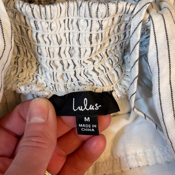 Lulus Women’s Coastal Air White Striped Tie-Back Culotte Jumpsuit Size Medium - Picture 11 of 16